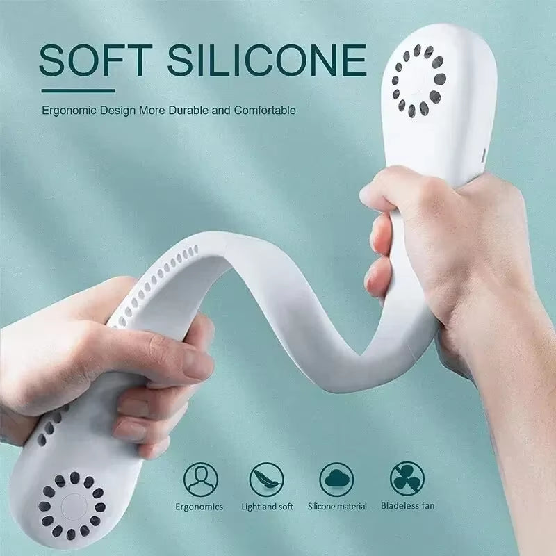 New Mini Neck Fan Portable Bladeless Hanging Neck 1200Mah Rechargeable Air Cooler 3 Speed Mini Summer Sports Fans Waist Fan Fan