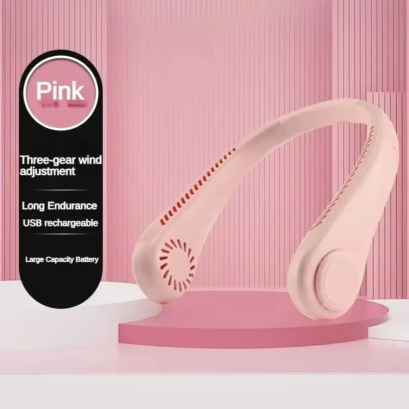 New Mini Neck Fan Portable Bladeless Hanging Neck 1200Mah Rechargeable Air Cooler 3 Speed Mini Summer Sports Fans Waist Fan Fan